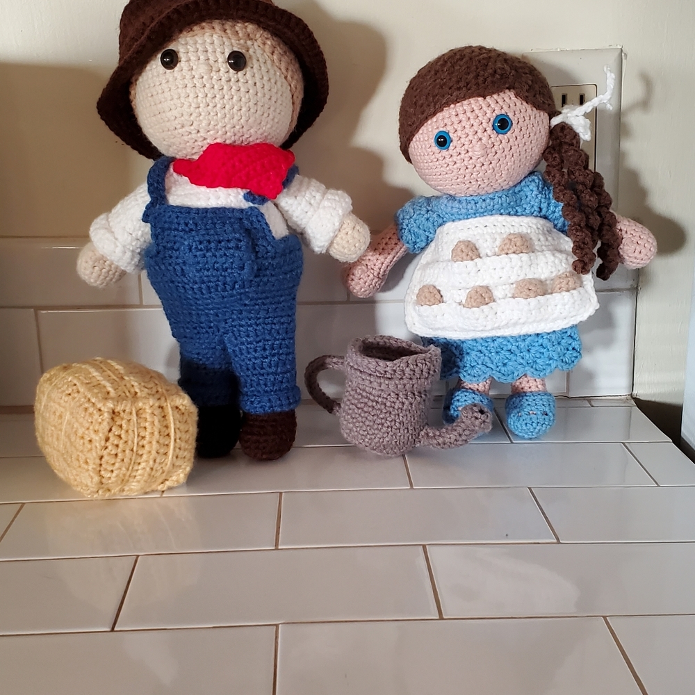 Farm boy and girl.  Crochet new hand made.